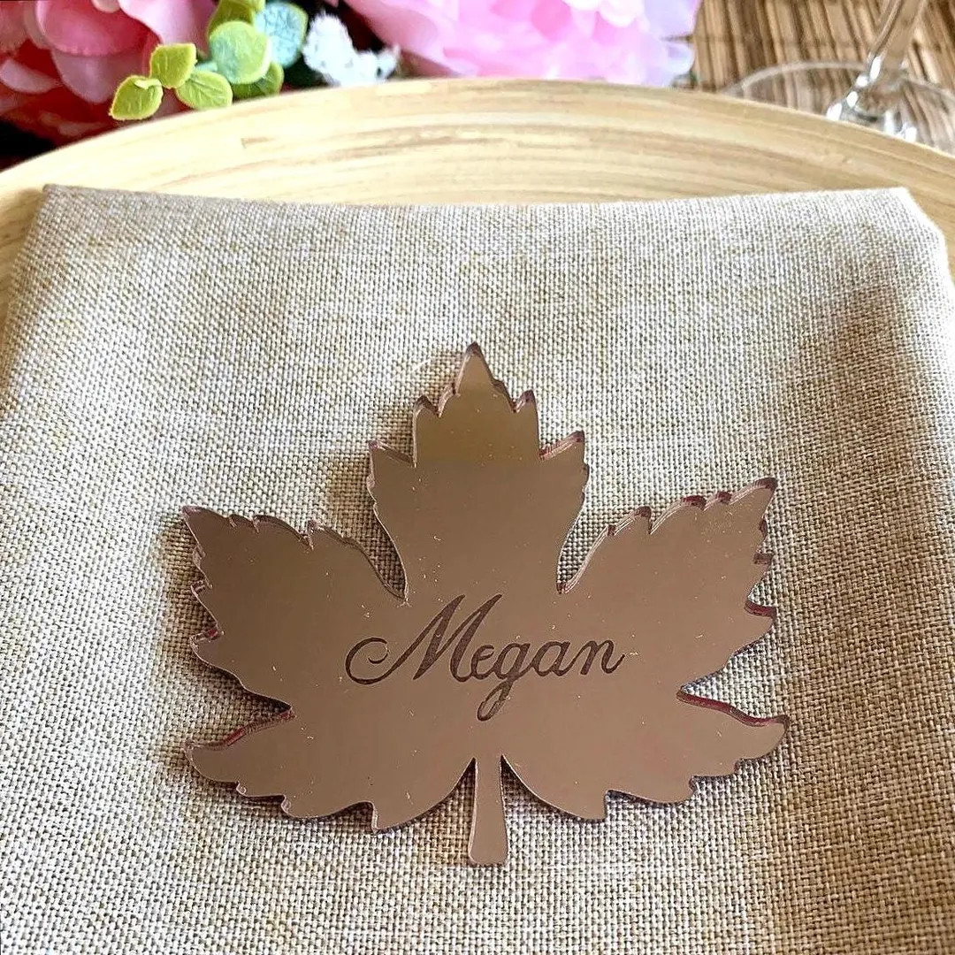 Personalized Laser Cut Maple Leaf Place Cards - Custom Acrylic Name Tags – Autumn Table Decor | Etsy (US)