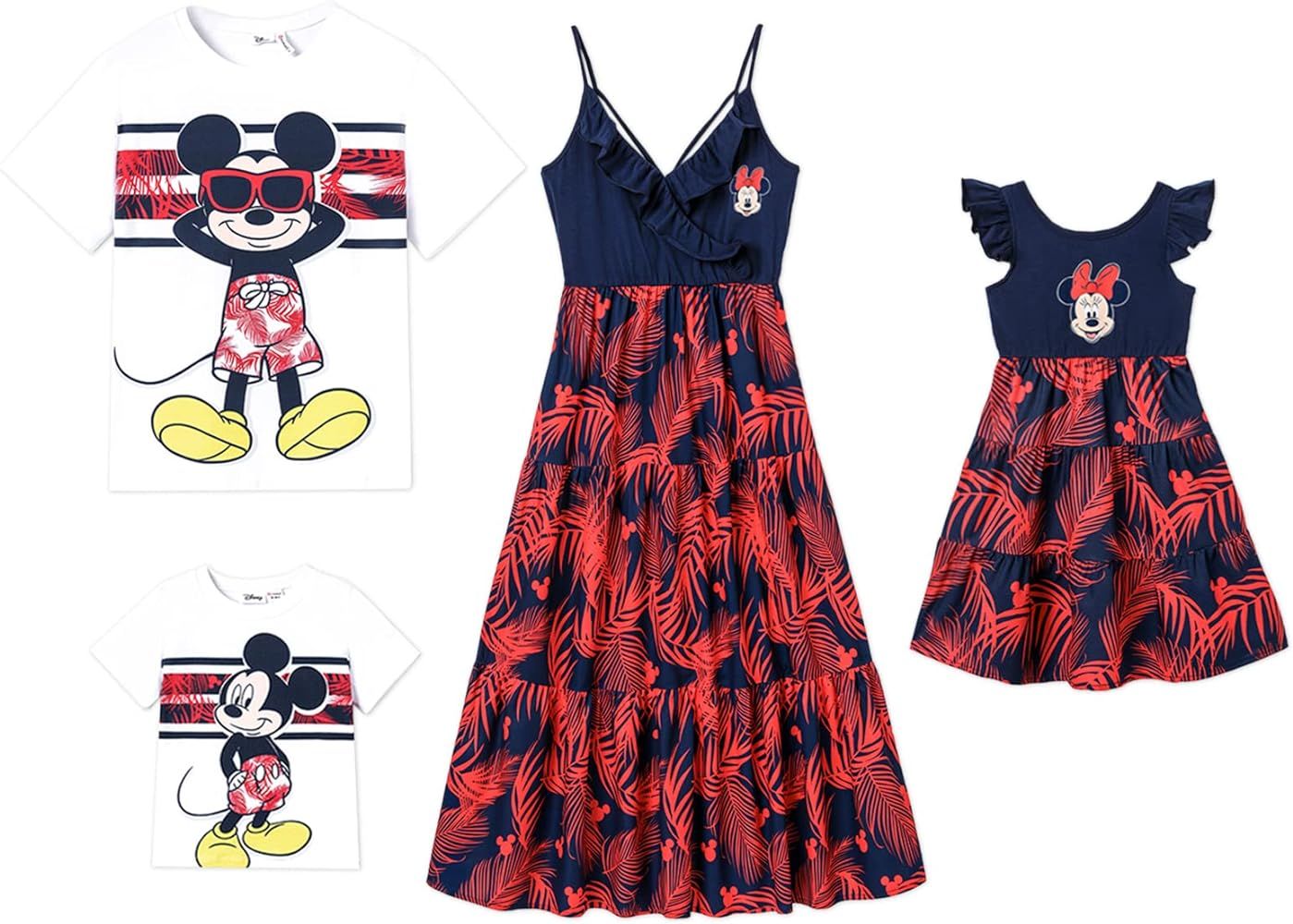 Disney Mickey and Friends Family Vacation Matching Ruffled Cami Dresses and Striped T-Shirts Sets | Amazon (US)