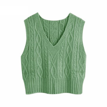 Women s Spring And Autumn Solid Color Thick Knit Sleeveless Fashion Sweater Vest | Walmart (US)