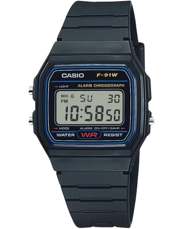 Casio F91W Series | Digital Watch | Water Resistant | LED Light | 1/100 SEC Stopwatch | Regular T... | Amazon (US)