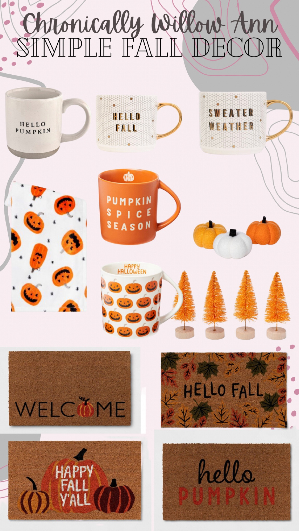 If you are ready to bring in some fall to your house without going to wild these are perfect. These are fantastic home goods and are really affordable. Fun mugs and entryway mats are great ways to welcome seasons into your house & let others know what seasons are going on. Great fall finds, fall mugs, boo bags, gifts

#LTKhome #LTKSeasonal #LTKHalloween