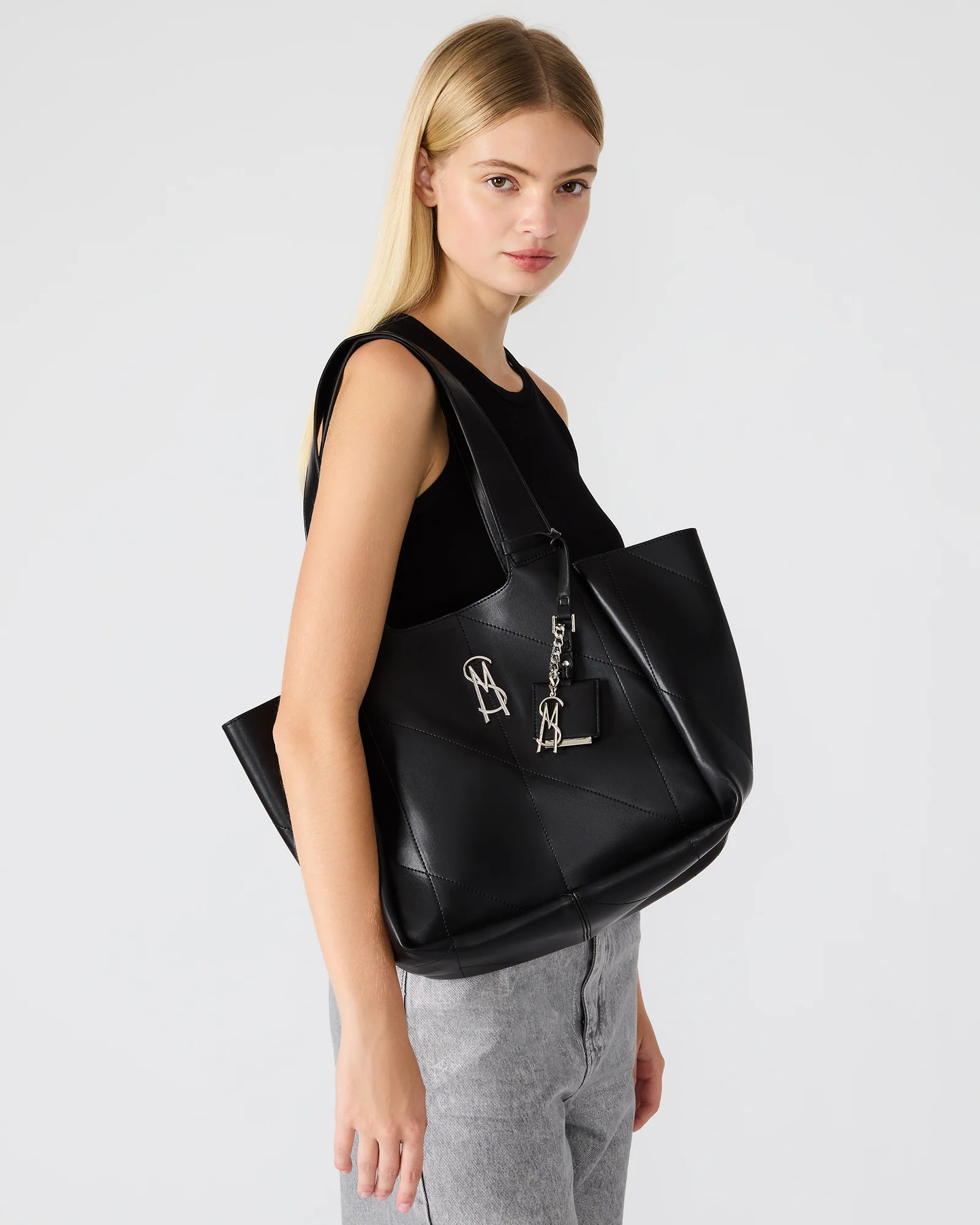 CLANCY Bag Black Large Slouchy Shoudler Strap Tote Handbag | Steve Madden (US)
