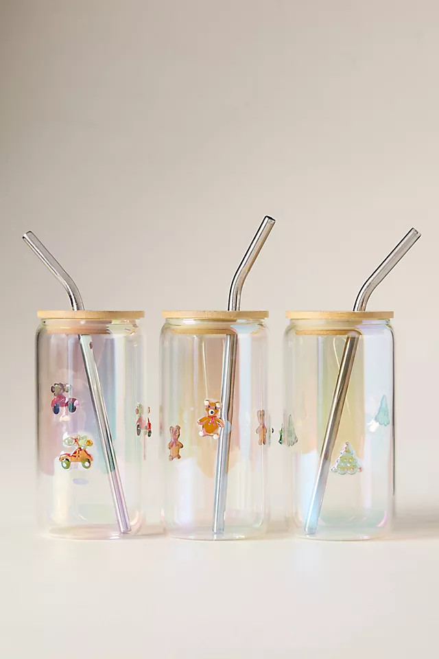 Festive Lustered Icon Juice Glass Tumbler With Lid | Anthropologie (US)