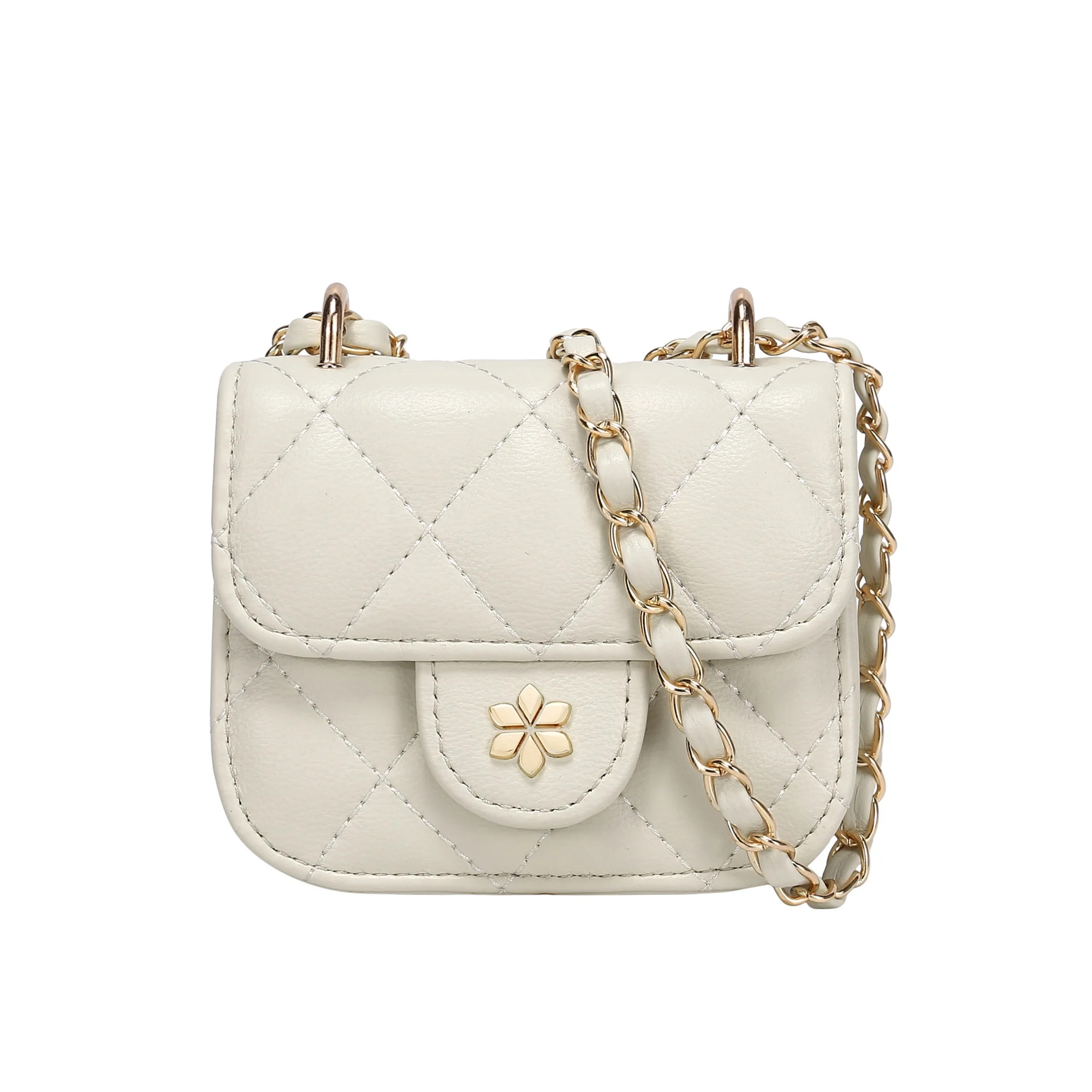 Quilted Mini Cross Body Bag - PU Vegan leather - Cream - Walmart.com | Walmart (US)