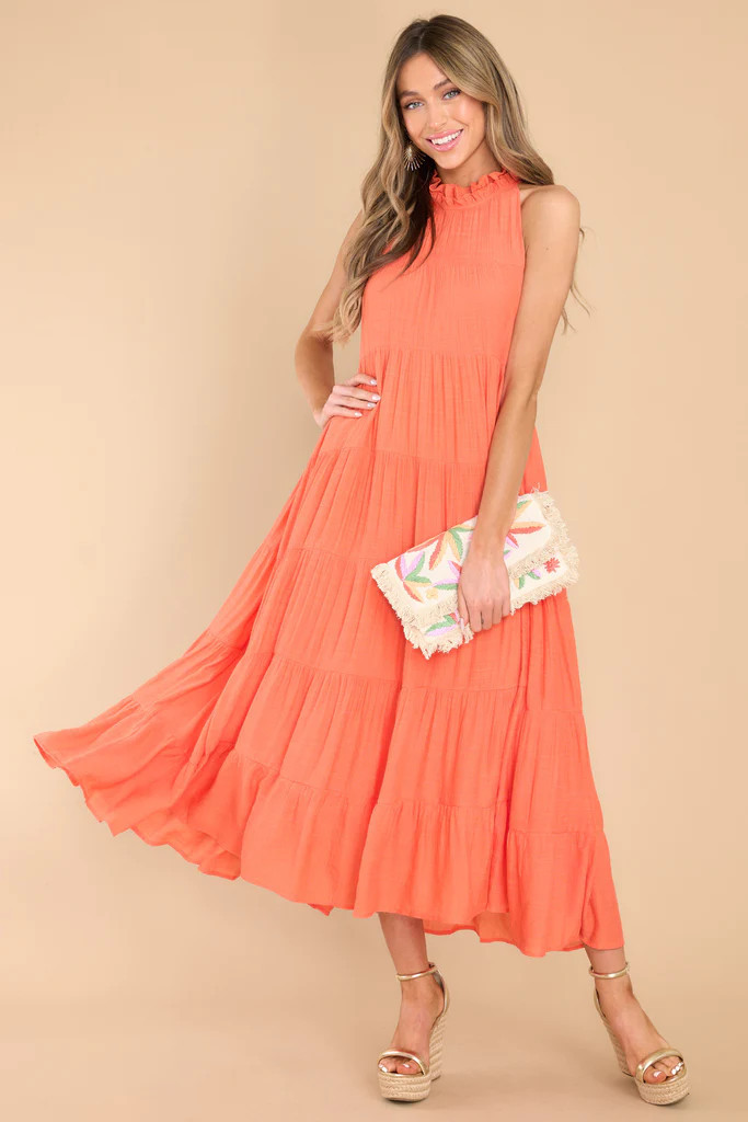 Take Me Dancing Orange Maxi Dress | Red Dress 