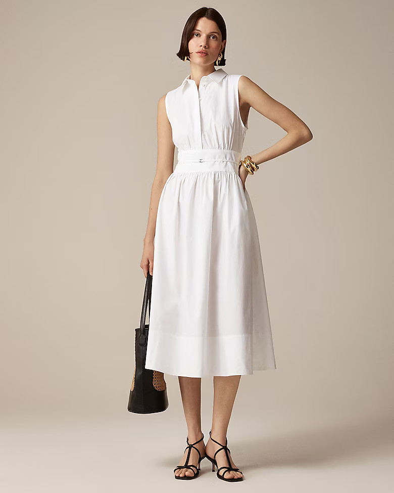 Fitted-waist shirtdress in cotton poplin | J. Crew US