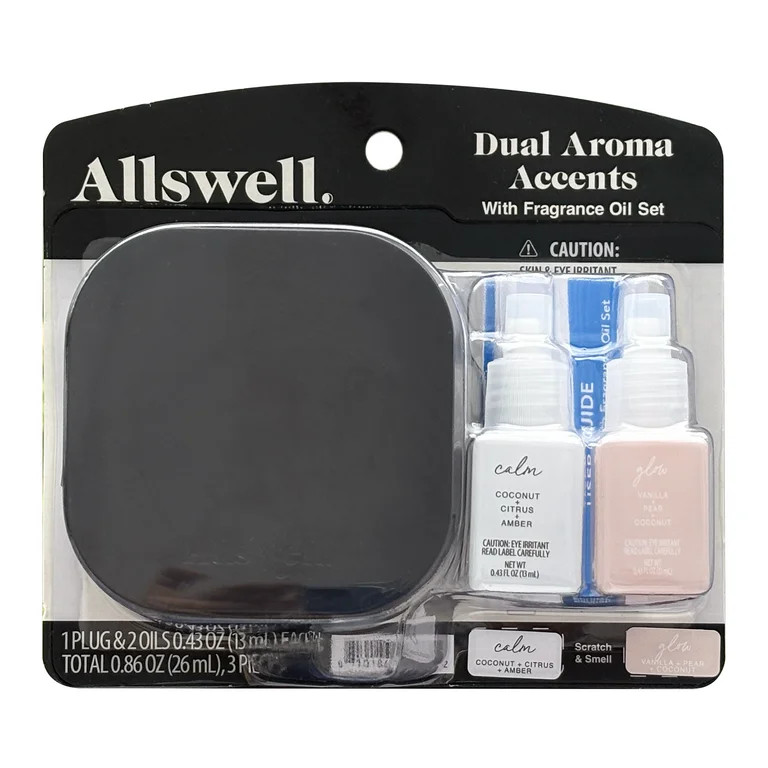 Allswell Dual Plug In Bundle with 2 Oils, Calm & Glow (Coconut + Citrus + Amber & Vanilla + Pear ... | Walmart (US)