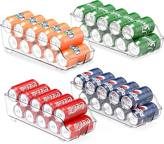 SimpleHouseware Soda Can Organizer for Refrigerator/Pantry, Clear, Set of 4 | Amazon (US)