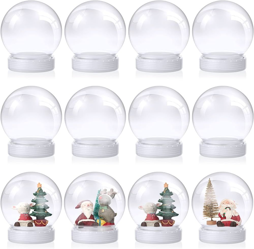 Mimorou 12 Pcs 3.9 Inch Christmas DIY Snow Globe Kit Water Globe Clear with Screw Off Cap Plastic... | Amazon (US)