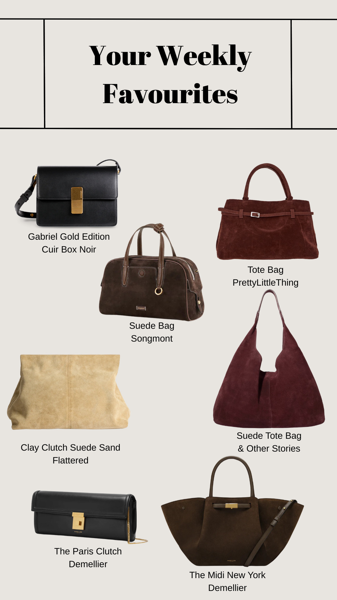 Paris Clutch, Demillier, The Midi New York, Gabriel Gold Edition, Clay Clutch Suede Sand, Songmont, Handbag, Shoulder Bag, Brown Bag, Black Bag 

 #LTKireland #LTKeurope #LTKsummer