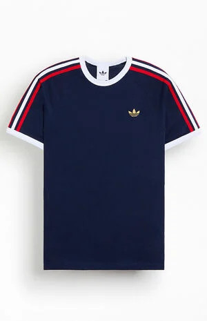 adidas Navy Three Stripe T-Shirt | PacSun