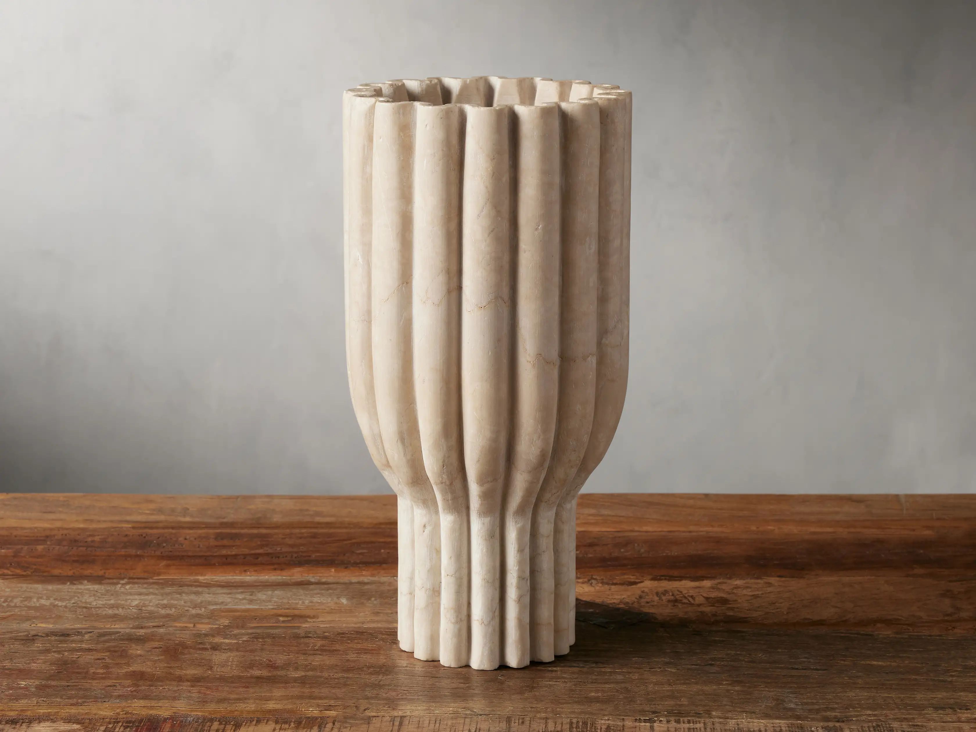 Edel Ruffle Vase in Cream | Arhaus