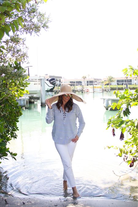 Spring time is here which means I’ll be spending as much time as possible outside, by the water, with toes in the sand.  This striped top and white jeans are the perfect chic spring look.  Run TTS 

#LTKSeasonal #LTKstyletip #LTKfindsunder100