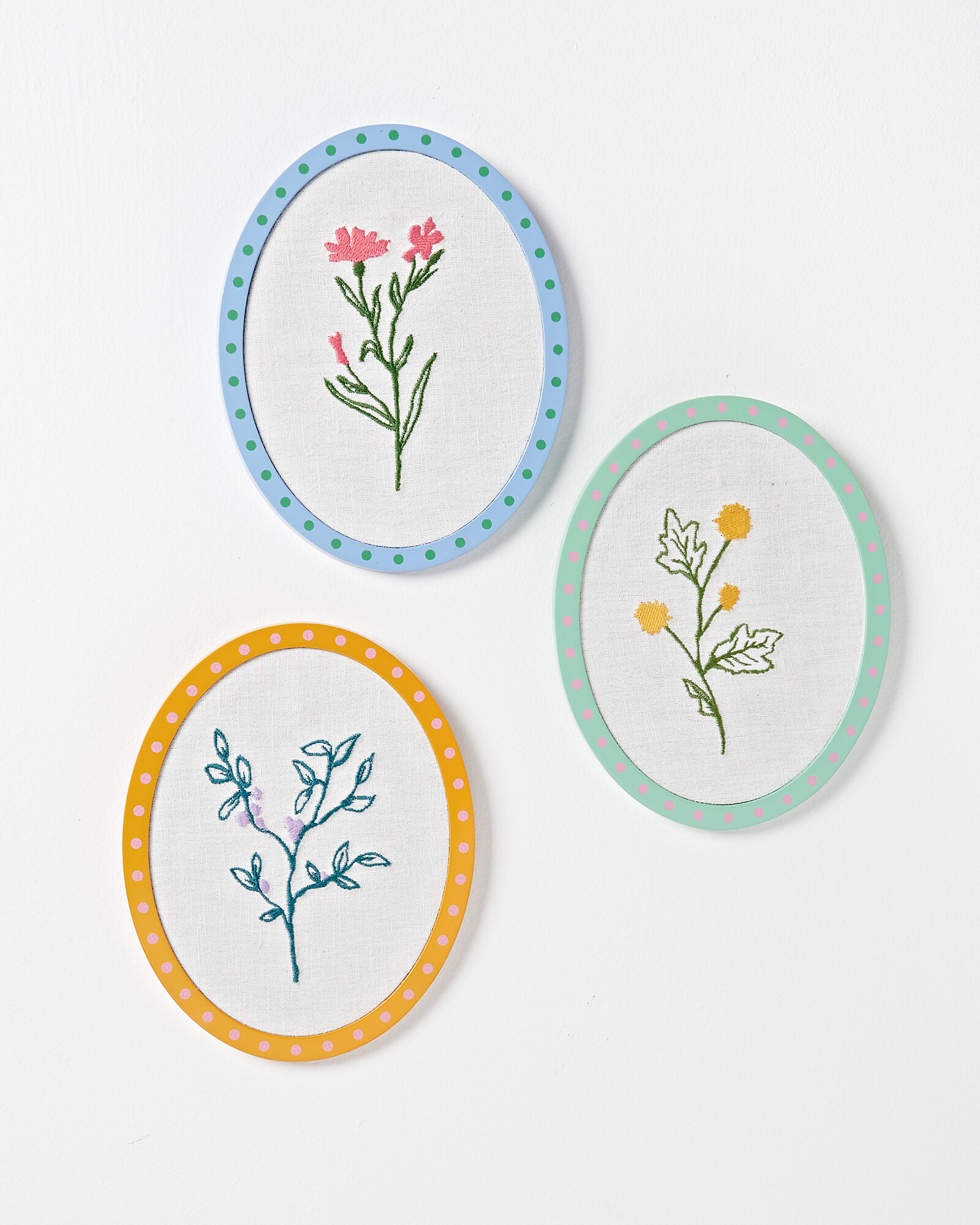 Embroidered Floral Wall Art Set of Three | Oliver Bonas | Oliver Bonas (Global)