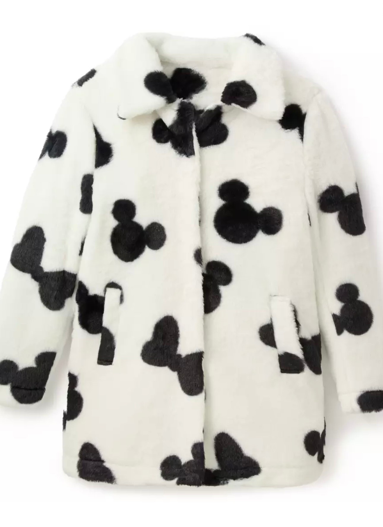 Mickey and Minnie Mouse Dalmatian Print Faux Fur Coat for Women Disney