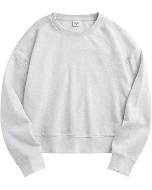 Stelle Cropped Sweatshirts for Women Cotton Long Sleeve Crop Tops Crewneck Pullover Oversized Swe... | Amazon (US)