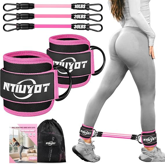 Ankle Resistance Bands with Cuffs, Workout Sets for Women, Resistance Bands for Working Out, Exer... | Amazon (US)