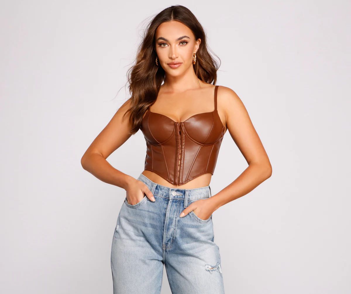 Bold Moment Faux Leather Corset Top | Windsor Stores