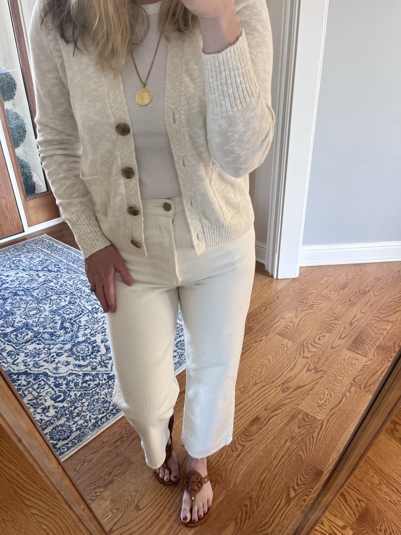 Today’s casual work outfit! Went with a neutral and super comfortable look today!
• Jeans are off-white with some stretch TTS (size 26)
• Light weight cardigan TTS (S)
• White ribbed tank TTS (S)
• All time fav and most comfy sandals TTS

Work outfit, neutral outfit, casual outfit, Levi’s, cardigan, summer, white jeans, J Creww

#LTKover40 #LTKworkwear #LTKstyletip