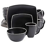 Gibson Elite Soho Lounge Dinnerware Set, Service for 4 (16pcs), Matte Black | Amazon (US)