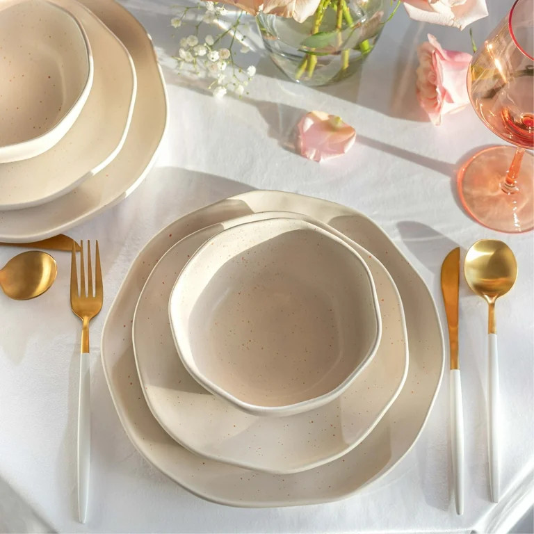 Just Feed Me by Jessie James Decker 12-Piece Ceramic Dinnerware Set, Terracotta Rose Speckle and ... | Walmart (US)