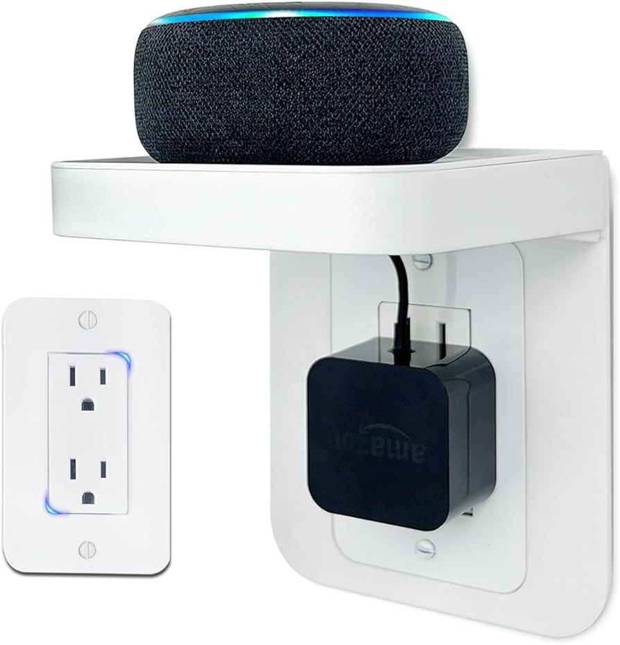 Outlet Shelf Wall Holder for Decora (Rectangle) Outlets, Bathroom Wall Holder with Built-in Cable... | Amazon (US)