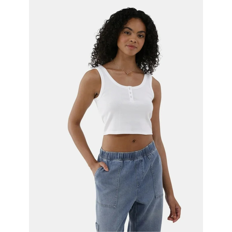 No Boundaries Henley Tank Top, Women’s and Women’s Plus | Walmart (US)