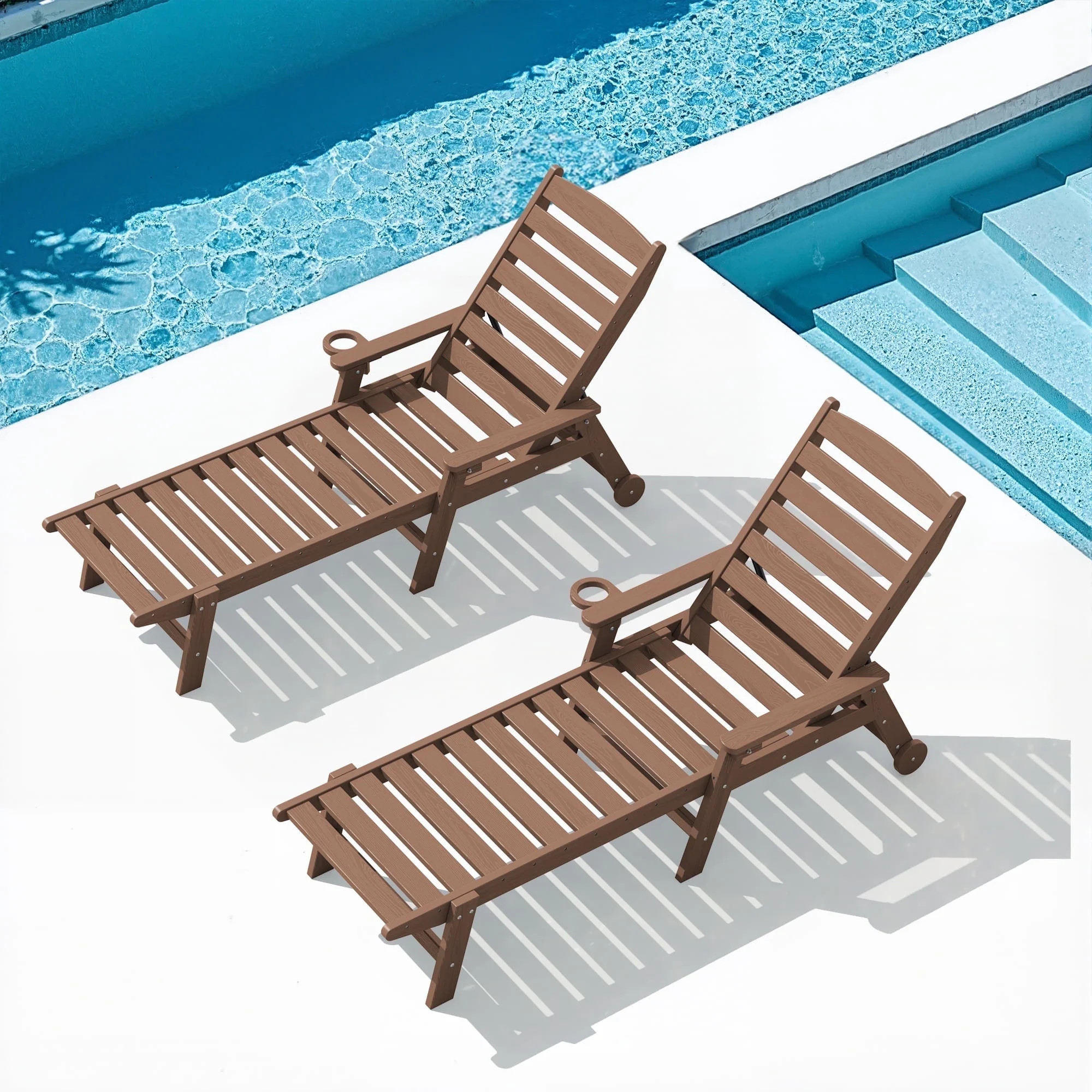 SERWALL Patio Chaise Lounge Chair Set of 2, 78'' Long 5-Positions Adjustable HDPE Outdoor Lounge ... | Walmart (US)