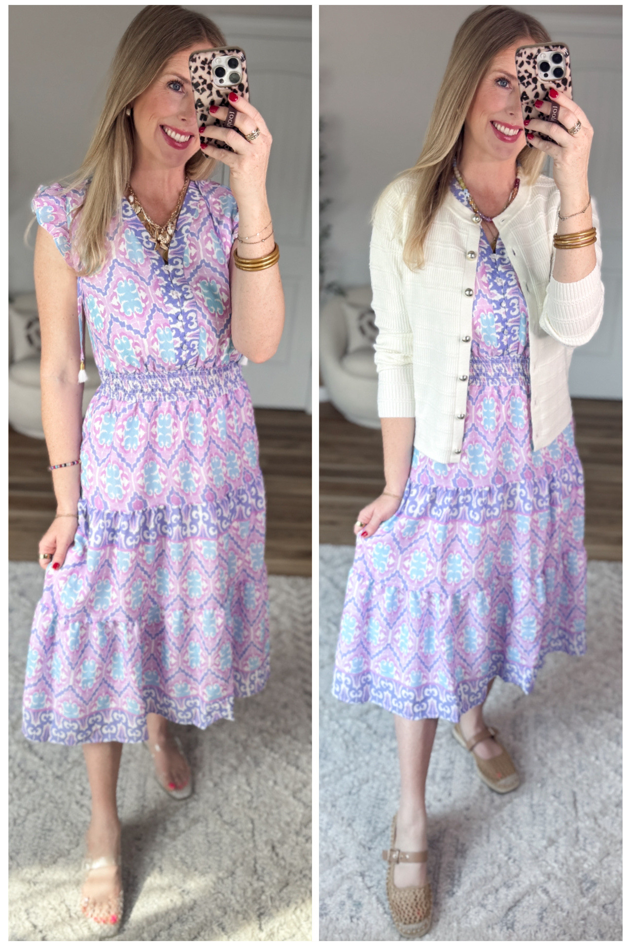 2 ways to style this printed midi dress from Walmart! 

#LTKWorkwear #LTKmomlife #LTKootd