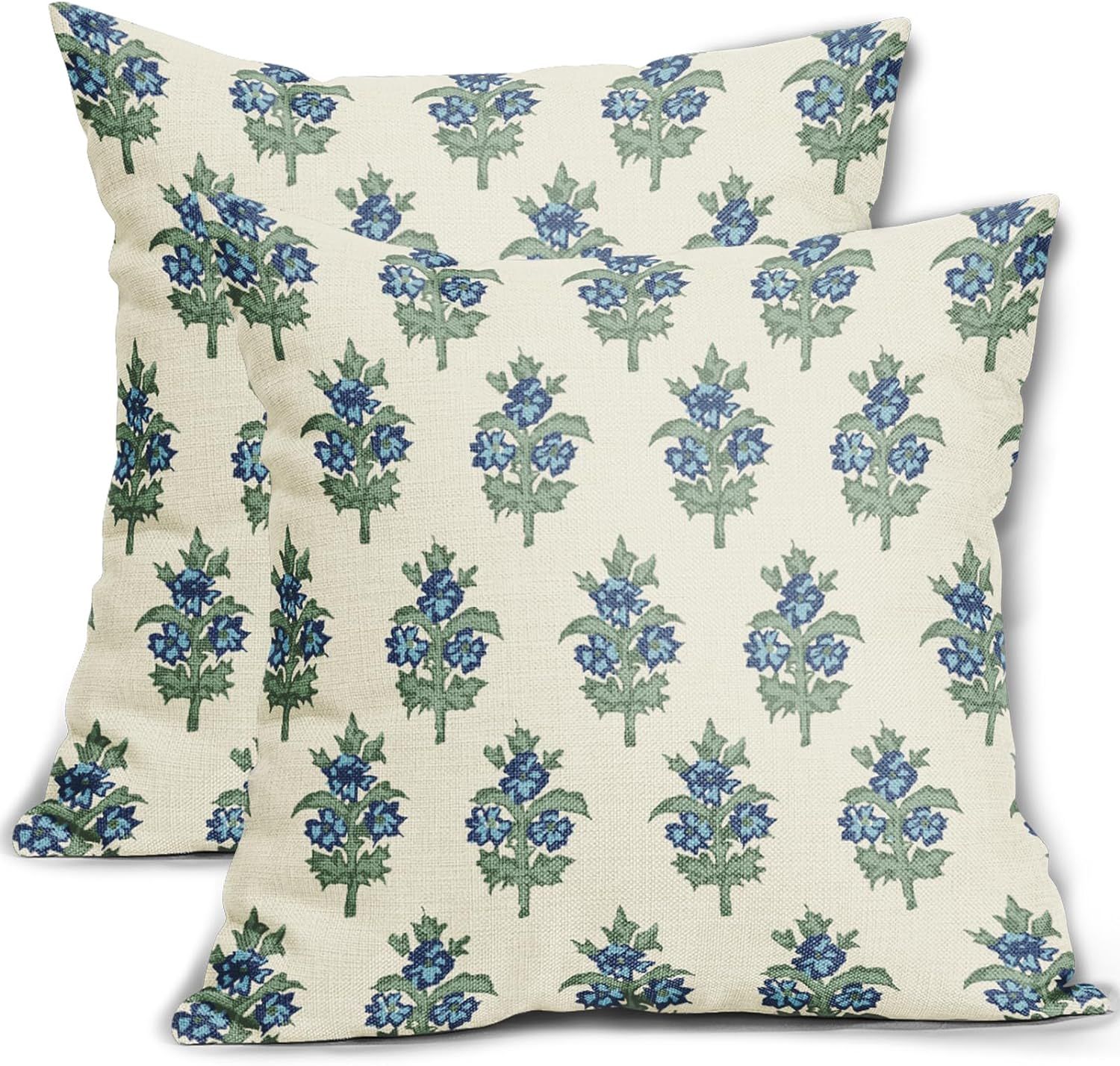 sorfbliss Sage Green Blue Floral Pillow Covers 20x20 Set of 2 Spring Flower Leaves Print Decorati... | Amazon (US)