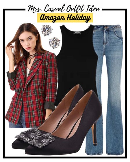 Yup. Obsessed with this plaid blazer for the holidays. Amazon holiday outfit idea ❤️ 

#LTKunder50 #LTKHoliday #LTKSeasonal