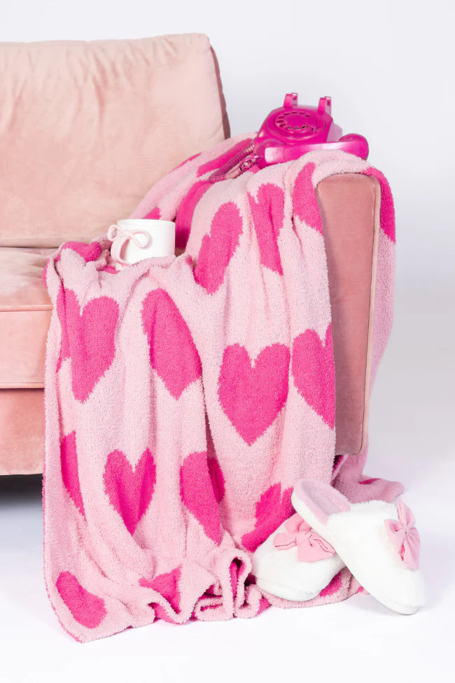 Make Me Believe Pink Hearts Blanket | Pink Lily