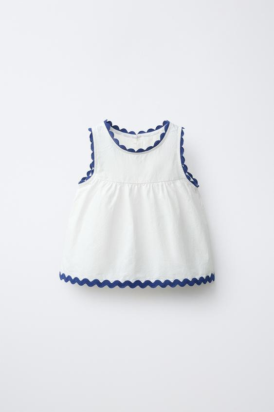 CASA LAWA X ZARA KIDS CONTRAST RUFFLE POPLIN TOP | Zara US