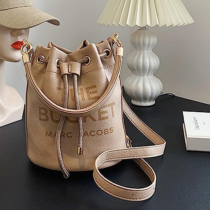 Women's Bags Trendy Fashion Drawstring Bucket Bag Lady Bag Cross-Border Casual Letter Handbag Cro... | Amazon (US)