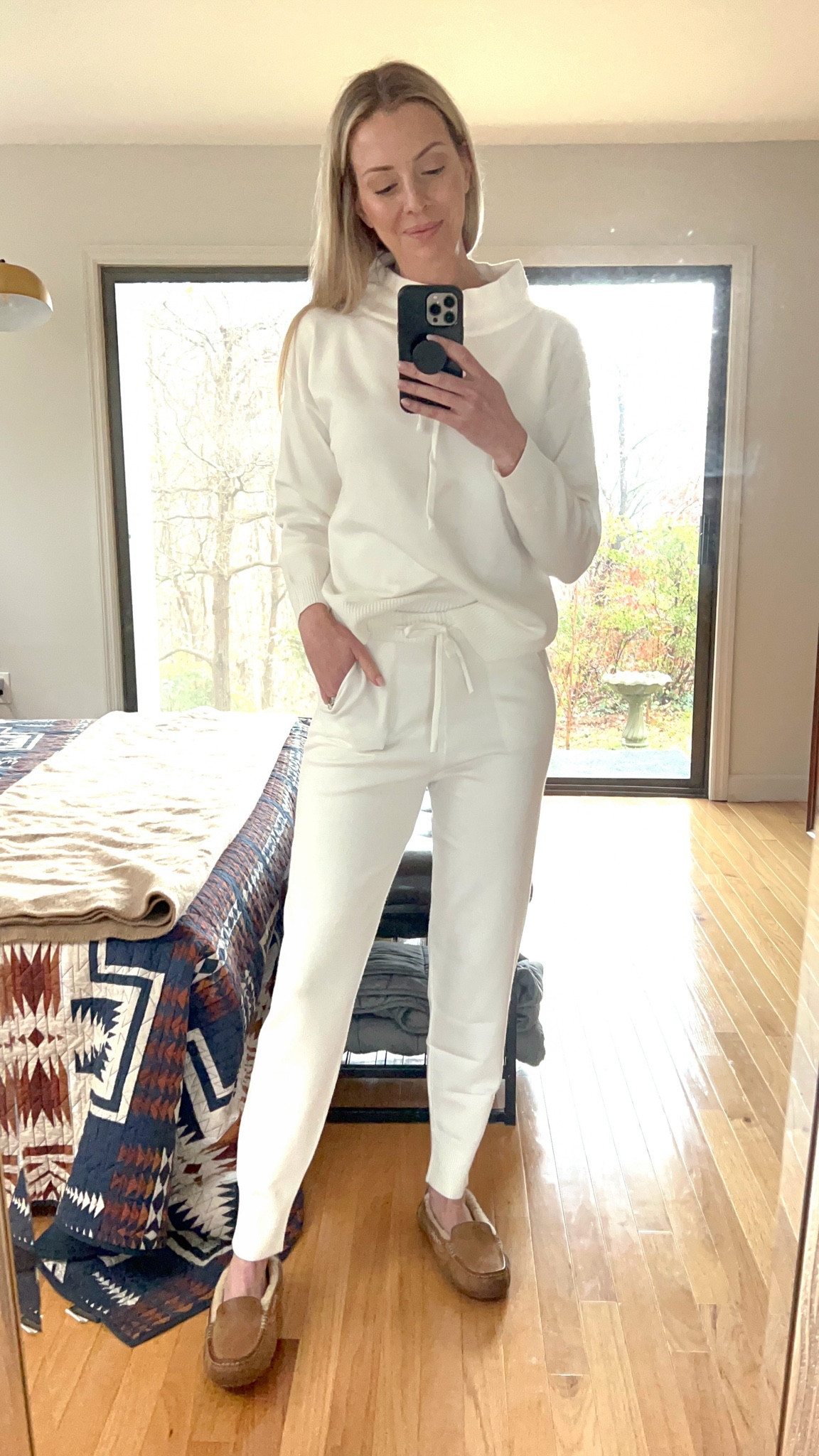 Loving this 2 piece lounge set! Fabric is a great quality. So soft, and not sheer at all. Both pieces are included in price. Wearing size small. 

5’8”
xs-s
25/26 in jeans

#LTKunder100 #LTKHoliday #LTKtravel