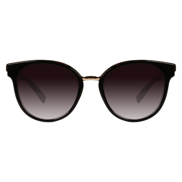 Piranha "Future" Womens Shiny Black and Gold Metal Sunglasses with Smoke Gradient Lens | Walmart (US)