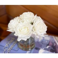 Finest Artficial Flower Arrangement-Real Touch White Rose in Glass Vase With Faux Water, Silk Flower | Etsy (US)