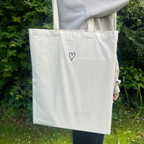 Heart Cotton Tote Bag - Etsy UK | Etsy (UK)