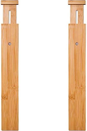 2 Pack Bamboo Drawer Dividers, Spring Loaded Adjustable Drawer Separators (2.1" High, 17.5"-21.65... | Amazon (US)