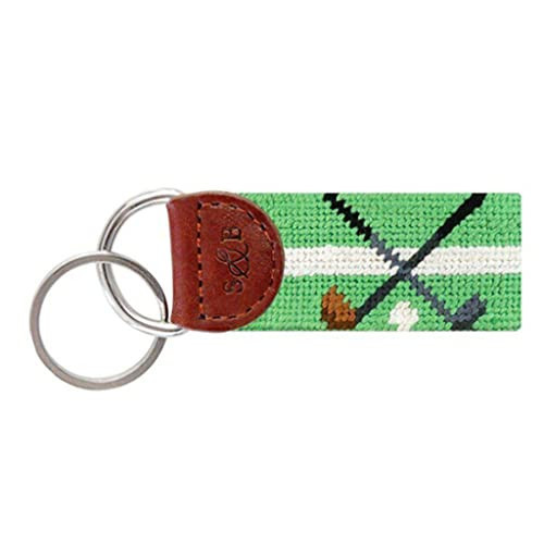 Smathers & Branson Crossed Clubs Needlepoint Key Fob in Mint | Amazon (US)