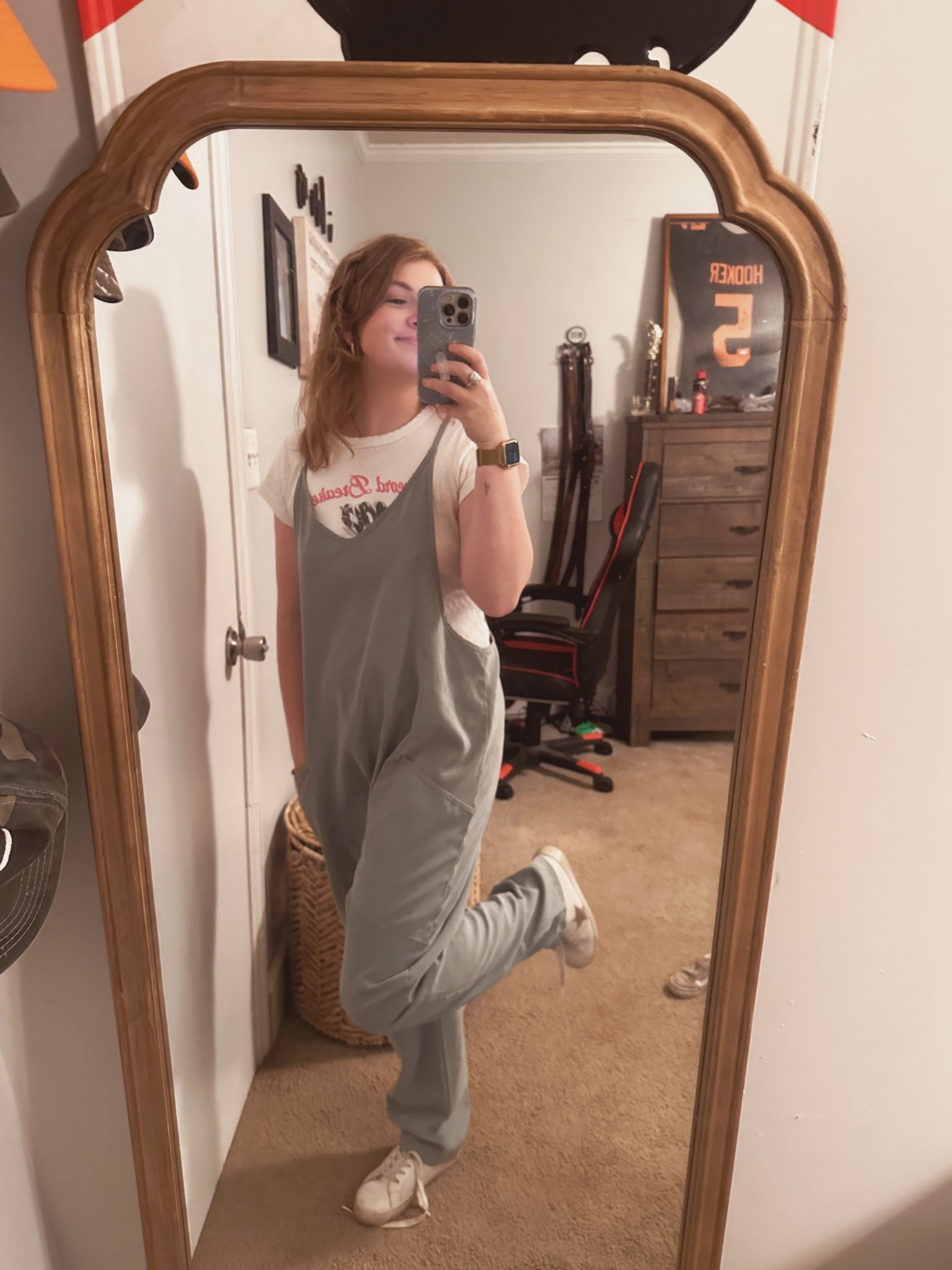 Thrifted look for less jumpsuit and graphic tee! Perfect for warmer weather before the tan legs! Linked similar options!! 

#LTKWorkwear #LTKSpringSale #LTKStyleTip