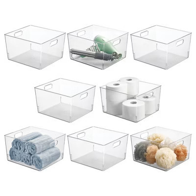 mDesign Large Plastic Bathroom Storage Organizer Bin with Handles, 8 Pack, Clear, USA Made | Target