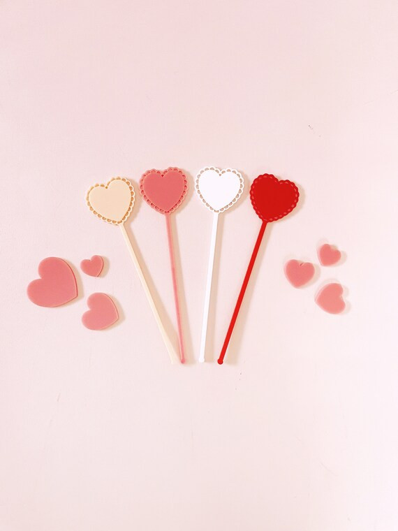Valentines Stirrers Heart Stir Sticks  Galentines Day Decor | Etsy | Etsy (US)