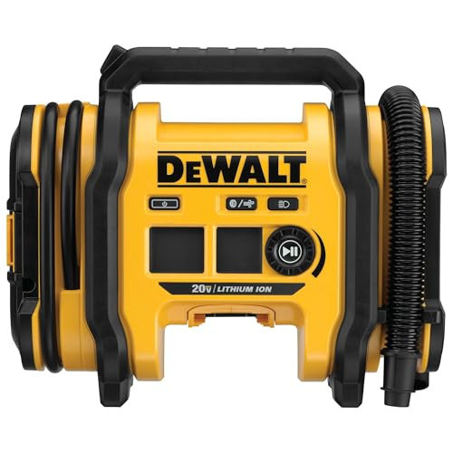 DEWALT Tire Inflator Portable Air Compressor 20V MAX, Car Air Pump with Automatic Shut Off, LED Light, Tool Only (DCC020IB) | Amazon (US)