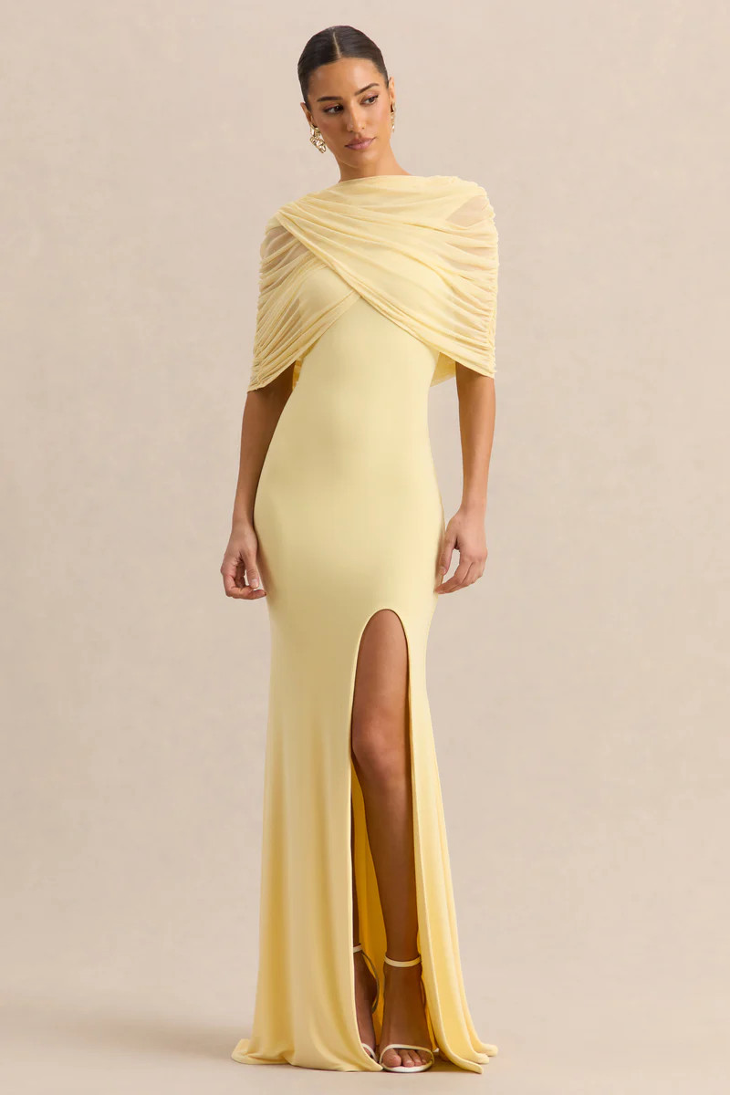 Melva  Lemon Bandeau Maxi Dress | Club L London