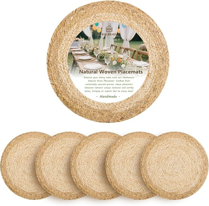 Amazon.com: 13 inch Round Woven Placemats Plate Chargers Set of 6, Natural Wicker Place Mats for ... | Amazon (US)