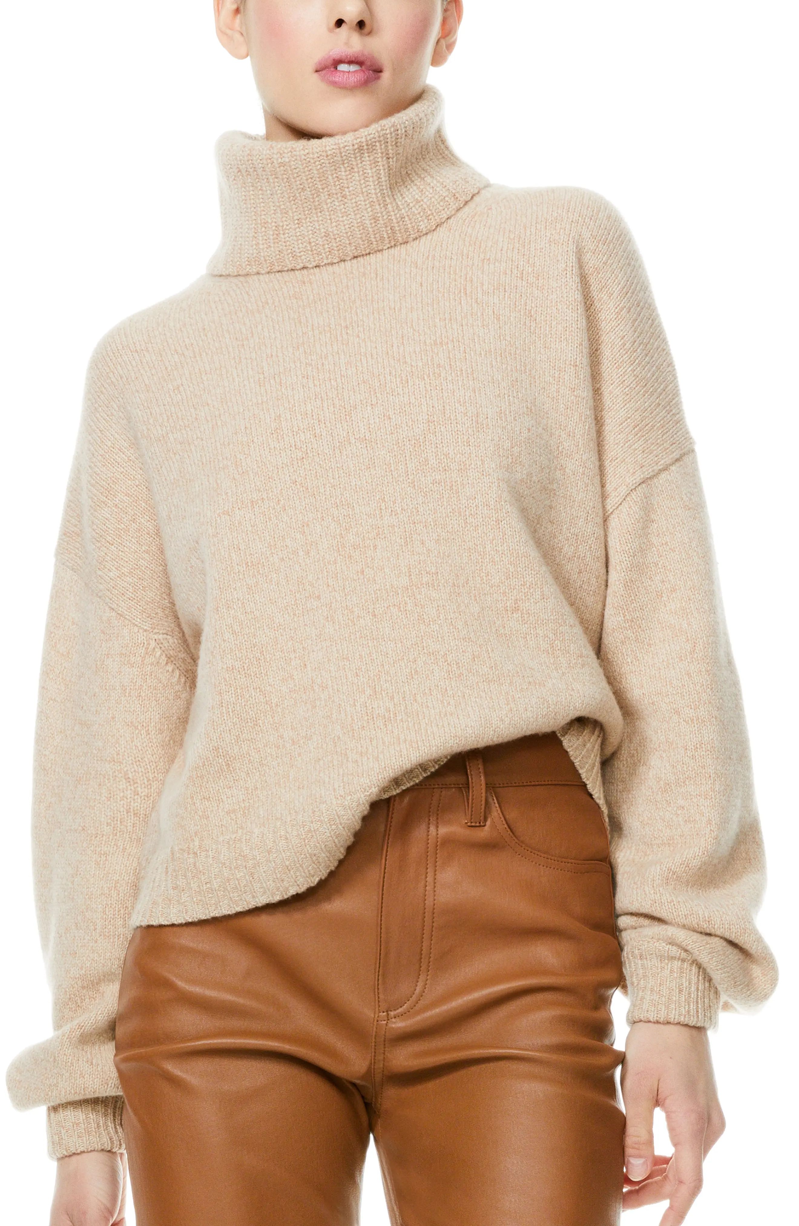 Women's Alice + Olivia Cashmere Blend Turtleneck Sweater, Size X-Small - Beige | Nordstrom