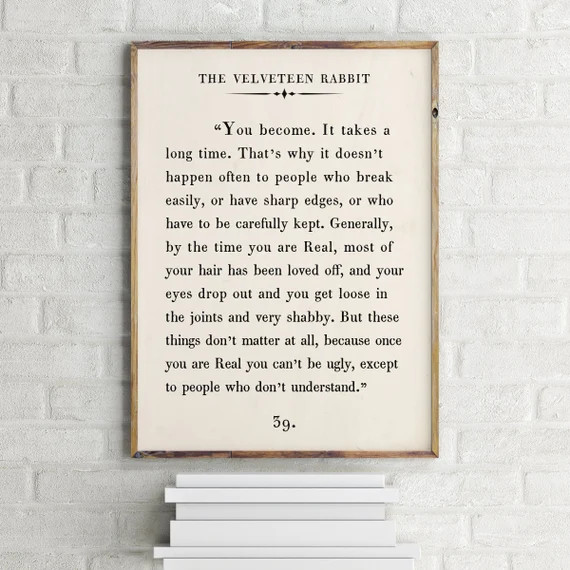 The Velveteen Rabbit Quote Print,Custom Text Print,Inspirational Motivational Print,Book PageWall... | Etsy (US)