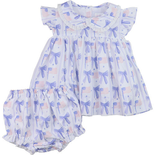 Red And Blue Flag And Bow Diaper Set | Cecil and Lou