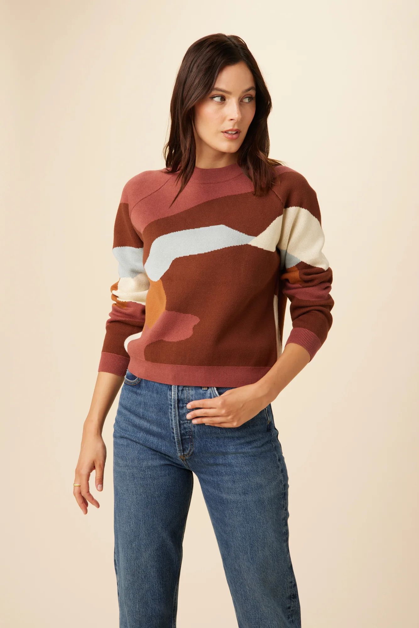 Azalea Organic Cotton Sweater - Autumn Abstract | Amour Vert